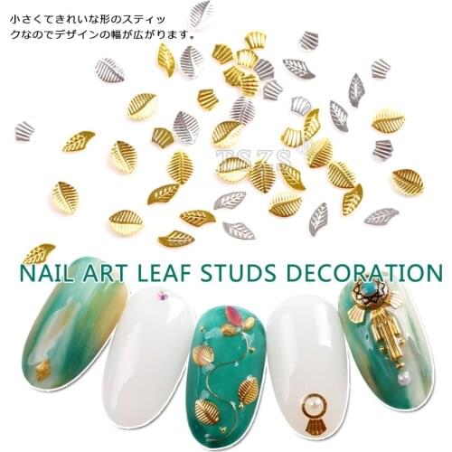 150pcs/lot New Arrival 3D Mini Metal Studs Rivet Nail Art DIY Decoration Gold Silver Leaf Design