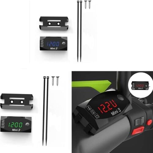 3 In 1 Digital Time Voltage Temperature Clock Waterproof Dustproof DC 6V-30V Red Green Blue