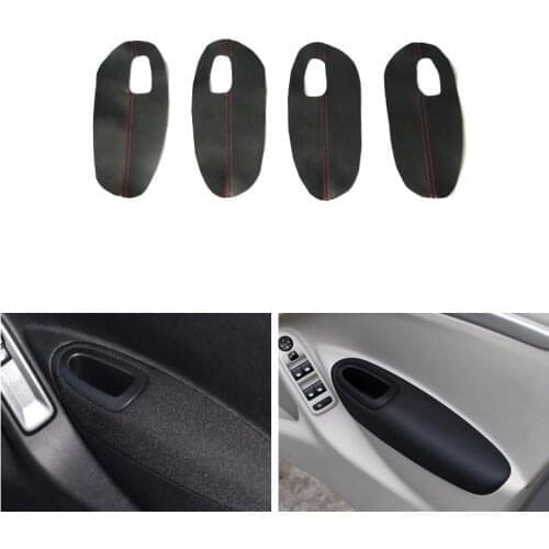 4PCS Car Interior Microfiber Leather Door Armrest Panel Cover Protective Trim For Peugeot 301 2014 2015 2016 2017 2018