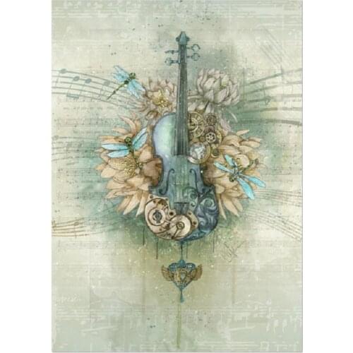 5D DIY square round Diamond Painting Violin and flower Cross Stitch Diamond Embroidery Pattern Rhinestone home decor J0522