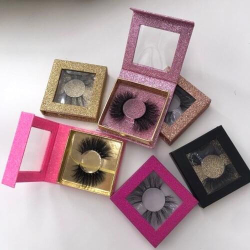 6 Pairs/Lot Mink 5D Lashes Classic Eyelashes Custom Glitter Square Boxes Eyelash