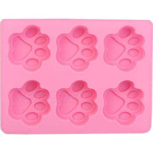 6-Cats Paw Silicone Ice Cube Chocolate Cake Cookie Cupcake Soap Molds