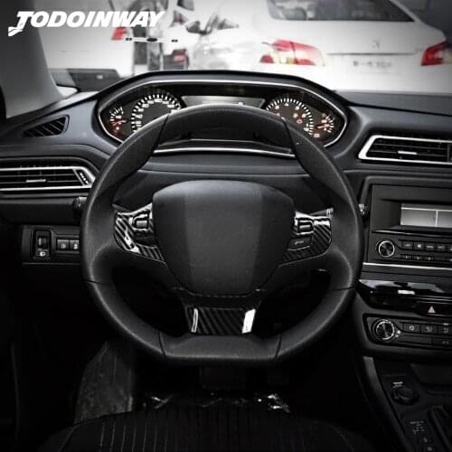 ABS Carbon Fiber Steering Wheel trim for Peugeot 308SW 308 T9 2019 2015 volante sticker multimedia frame sport accessories