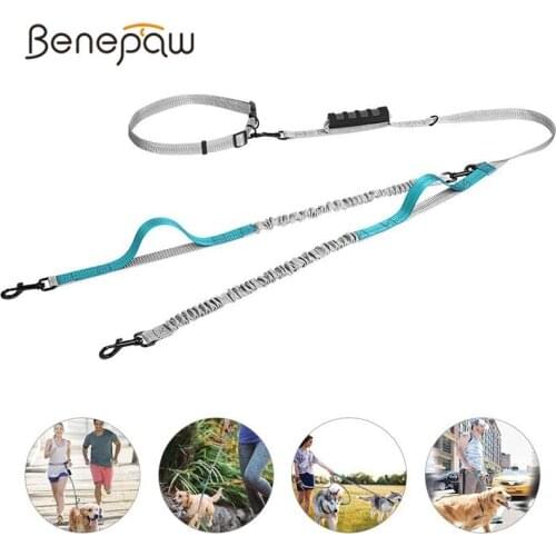 Benepaw Multifunctional Handsfree Bungee Dog Leash Running Walking Reflective Leashes For Small Large Dogs Double Single Pet
