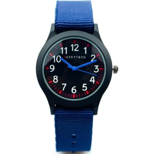 Free shipping boys and girls blue strap nylon army watch best gift for child middle and little student cute sports quartz clock