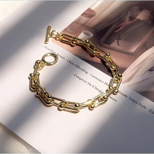 Flashbuy New Trend Gold Color Chain Bracelet for Women Statement Metal Bracelet Minimalist Jewelry Hot Sale Bijoux 2020