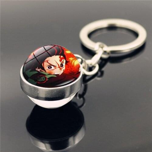 Kamado Tanjirou Demon Slayer Key Chains Kimetsu No Yaiba Figure Girl Keychains Cosplay Anime Accessories Mini Toys Glass Beads
