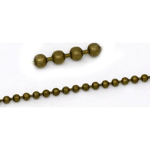 DoreenBeads Metal Alloy Ball Chain Findings Antique Bronze Color DIY Making Necklace Bracelets Jewelry 2.4mm( 1/8") Dia, 10M