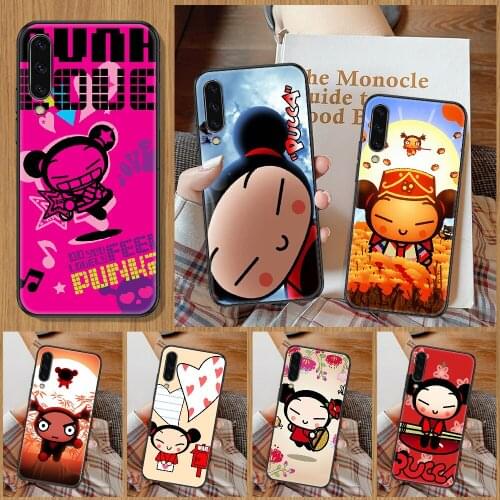 Cartoon PUCCA Chinese Doll Phone Case For Samsung Galaxy A 10 12 20E 21S 30 32 40 50 51 52 70 71 72 5 6 7 2016 2018 black tpu