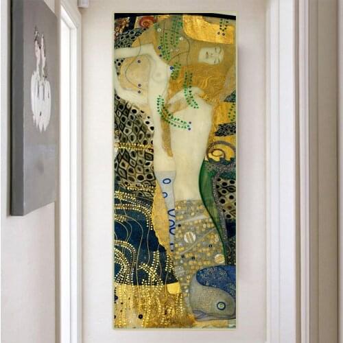 Citon Gustav Klimt《Water Serpents I》Canvas Art Oil Painting Famous Artwork Poster Picture Wall Decor Home Interior Decoration