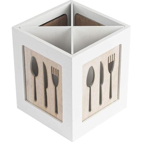 Wooden Utensils Holder Cutlery Kitchen Flatware Cutlery Storage Flatware Caddy Spoons Forks Knifes Chopsticks Organizer