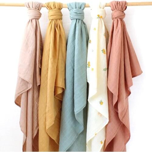 Printed double-layer gauze towel muslin baby wrapped baby swaddling towel cute blanket baby blankets newborn 2021