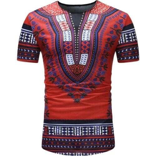 African Dashiki Print Short Sleeve T Shirt Men 2020 Brand Slim Fit African Clothes Men Streetwear Casual Africa Tee Shirt Homme