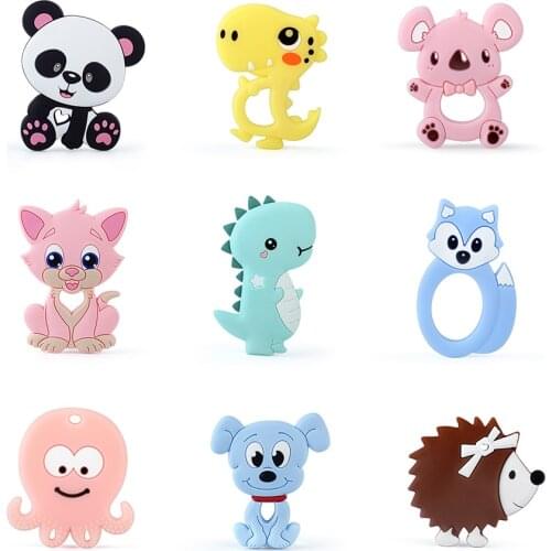 Keep&Grow 1pc Silicone Animal Baby Teethers Food Grade Rodents Koala Dog Dinosaur Teether Silicone Beads Teething Toy Gifts