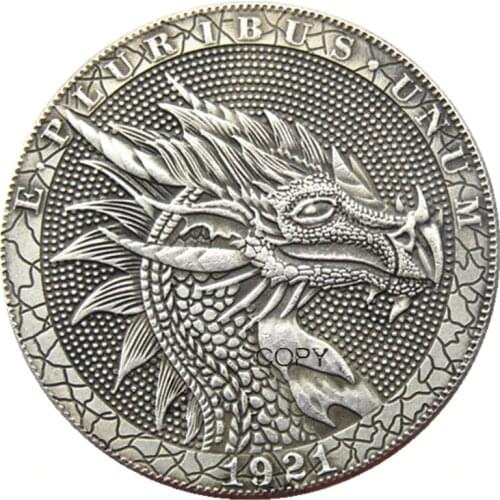 HB(114)US Hobo 1921 Morgan Dollar Skull Zombie Skeleton Silver Plated Copy Coins