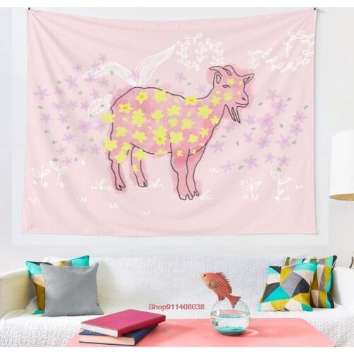 Goat rolled on flower garden tapestry Art Wall Hanging Tapestries for Living Room Home Dorm Decor