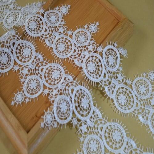 Somelace 8CM Width(5yds/lot)White Hollow Round Venise Lace Hight quality Lace Fabrics Embroidered lace trim18012703