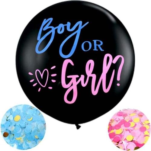 36 Inch Black Reveal Gender Latex Balloon Boy Or Girl Baby Party Decoration Blue Pink Confetti Decor Birthday Baby Shower