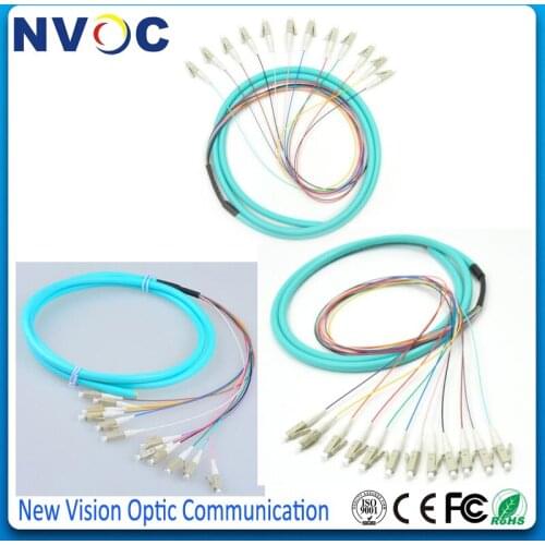 LC OM3 12core Fanout Fiber Optic Pigtail Multimode 12Colored 1.5M Optical Fiber Pigtail/Cord Cable, 12core LC/UPC Bunchy Pigtail