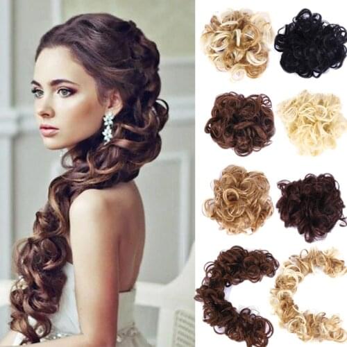 LUPU Synthetic Hair Bun Messy Chignon WIth Rubber Band Updo Donut Roller Scrunchie Hair Pieces For Women High Temperture Fiber
