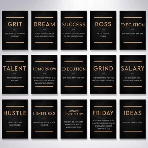 Motivational Quote Posters and Prints Canvas Painting Poster Modern Wall Art Picture Work Hard Encouraging Picture Decor Home
