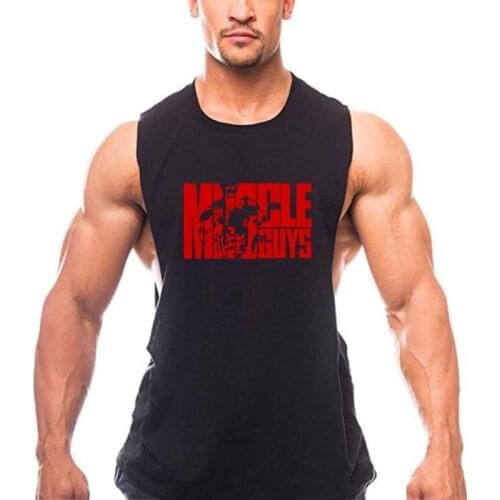 Muscleguys Clothing 2020 Summer Men Tank Tops Fashion O-Neck Sleeveless Print Vest Male Cotton Fitness Man Sportwear Gyms Tees
