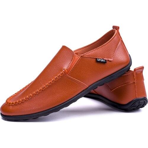 2021 Autumn Winter New Fashion Leather Casual Shoes for Male Comfortable Slip-on Shallow Flat Loafers Breathable for Daily