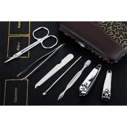 New 50sets 7pcs/set Manicure set Professional Stainless Steel Nail Clipper Kit Finger Plier Nails art Pedicure Toe Nail Tools S
