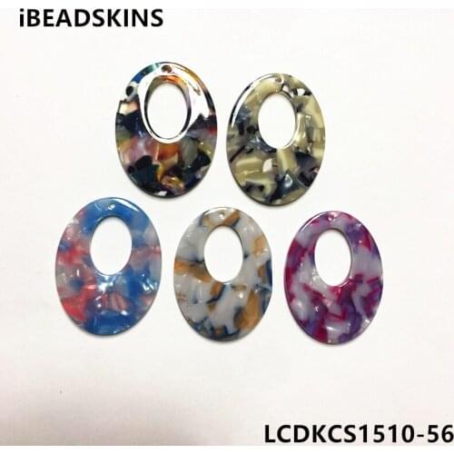 New arrival! 40x30mm 50pcs/lot acetic acid imitate marble texture oval-shape charm for earring/Jewelry DIY(As shown)