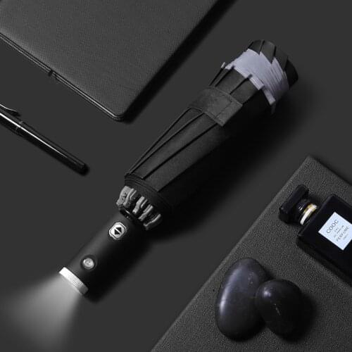 Fully automatic LED flashlight reverse umbrella supply folding windproof sunshade reverse umbrella printed logo