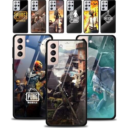 Hot PUBG Game Tempered Glass Cover For Samsung Galaxy S21 Plus Ultra M21 M31 M51 A52 A72 Phone Case Coque
