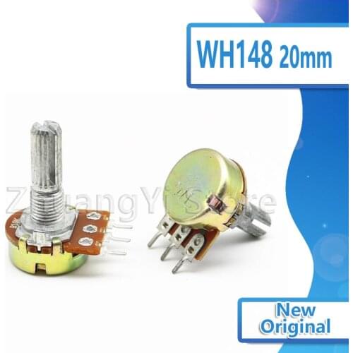 5pcs WH148 3Pin 20mm Potentiometer B1K B2K B5K B10K B20K B50K B100K B250K B500K B1M 1K 2K 5K 10K 20K 50K 100K 250K 500K 1M