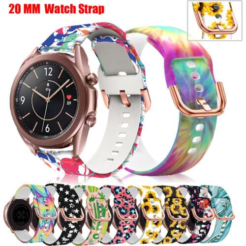 20mm Printing Silicone Watchband For Samsung Galaxy Watch 42 Active 2 40 44 Bracelet Band Strap For Gear S2 Amazfit bip/GTR 42