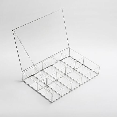 Hand Crea Designs Silver Silver Softcover 10 Compartments Jewelry Accessory Chocolate Box 30 X20X6CM