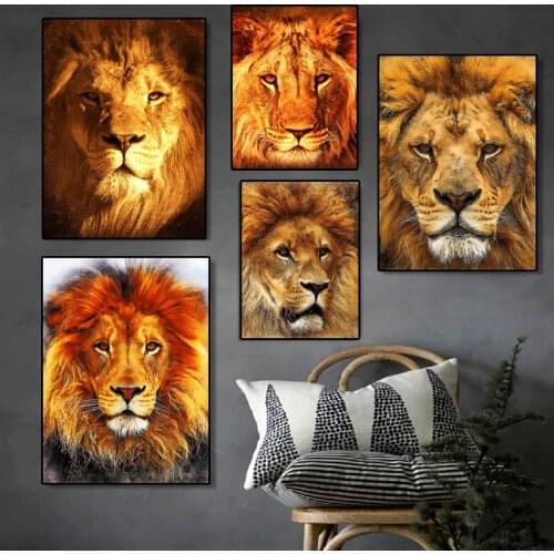 Modern Animal Art Wild Lions Tigers Canvas Painting Wall Art Poster Prints Wall Pictures for Living Roomo Home Cuadros Decor