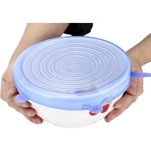 Cooking Pot Lid 6pcs/Lot Universal Silicone Suction Lid-bowl Pan Stretch Lids Silicone Pan Cooking Parts Spill Stopper Cover