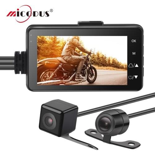 Motorcycle Dash Cam DVR Recorder Full HD 720P Front Back View 3 Inch Motorcycle Camera Video Recording Park Monitor Move Detect