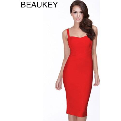 Rayon Red Spaghetti Strap Spandex Fabric Porn Bodycon Mid Length Bandage Dress