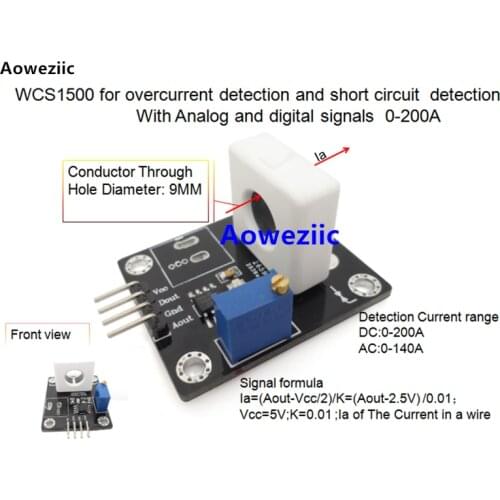 WCS1500 for overcurrent detection and short circuit detection With Analog and digital signals Current Rang:0-200A 0.01V/1A