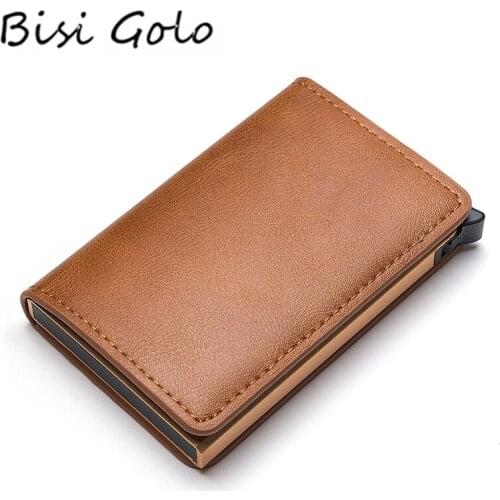 BISI GORO Protector Safety Wallet Men and Women Colorful PU Fashion Aluminum Box RFID Case Holder 2020 New Arrival Card Box