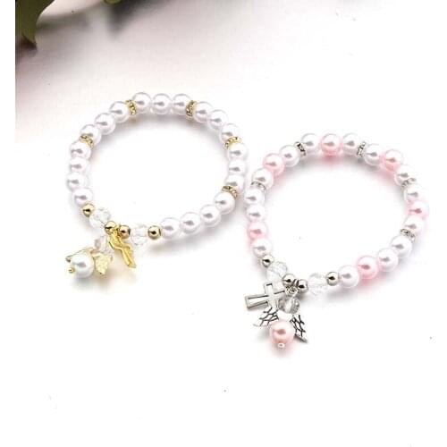 1PC Baby Shower Favor Christening Bracelet Angel Baby Shower Girl Boy Baptism Gift Cute Giveaway Souvenir 2021