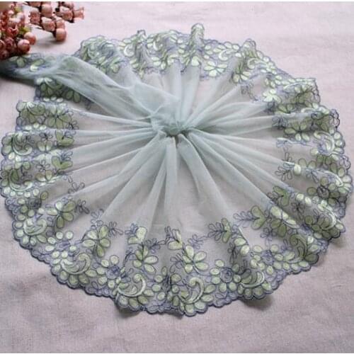 2 Meters DIY Garment Accessories Grey Green Lace Trim Exquisite Embroidery Lace Ribbon Mesh Sewing Applique Wedding Decor Craft