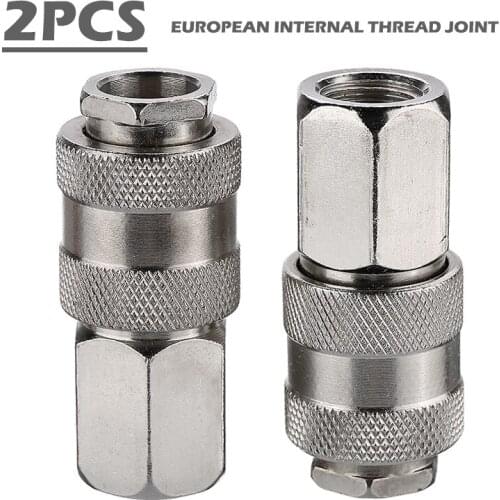 2Pcs Air Quick Connector 1/4 BSP Euro Compressor Female Connectors Quick Release Air Line Hose Connector Fitting Hardware Tools