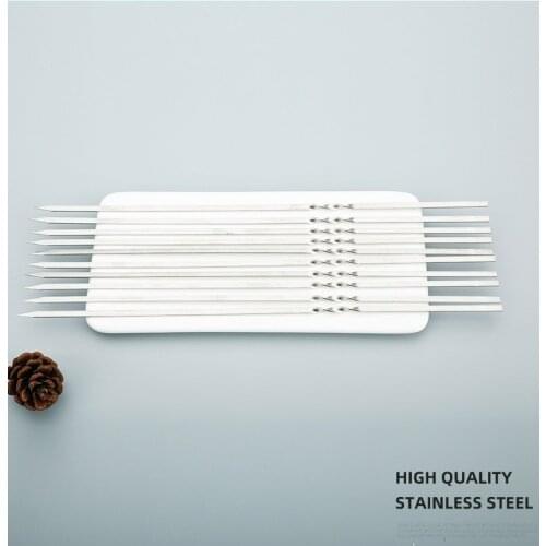 20Pcs Reusable BBQ Skewers Barbecue Stainless Steel Flat Forks Skewers Tools Outdoor Camping Kitchen Bakery Accessories