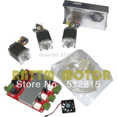 3 axis CNC kit 3 NEMA23 270oz-in stepper motor 3A single shaft 4 leads + 3 axis TB6560 Driver CNC board