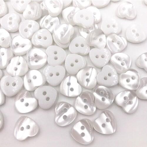 25/50/100PCS White Plastic Buttons Heart Garment Dolls Sewing Accessories DIY Scrapbookings 12MM PT348