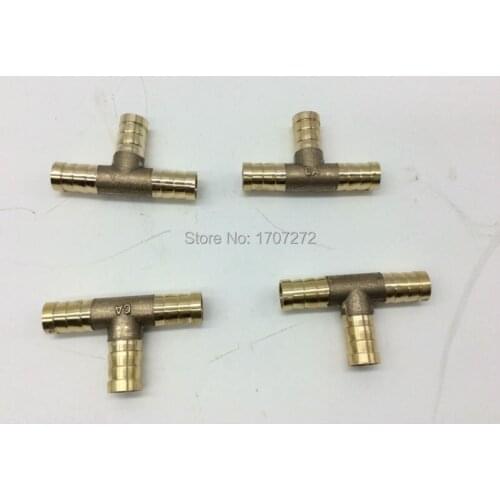 Free shipping (50pcs/lot) Copper pipe fitting 3-Way T type quick connector pagoda joint 6mm 8mm 10mm 12mm
