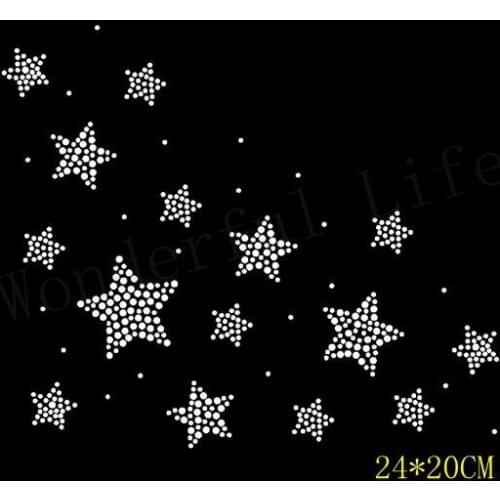Free shipping many Star Diamante Motif iron on transfer New Design in white