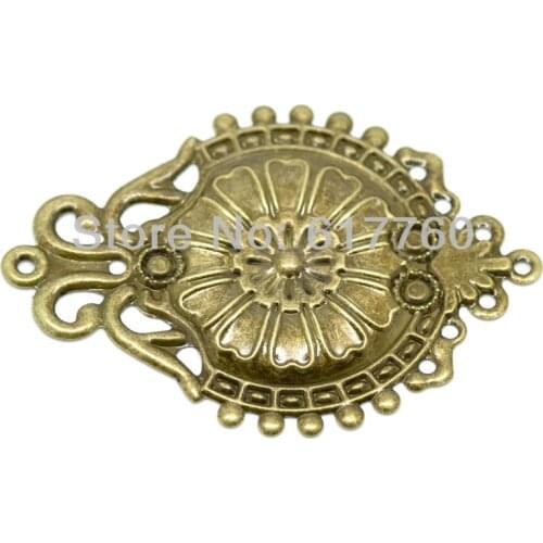 Free shipping-30PCs Antique Bronze Filigree Flower Wraps Connectors Embellishments Findings DIY 6.6x4.6cm(2-5/8"x1-3/4") J0553