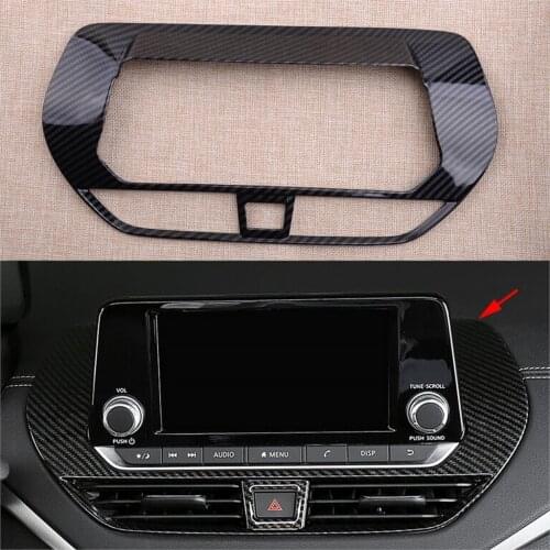 Car ABS Central Console Navigation Frame Cover Trim Carbon Fiber Texture Decoration Fit for Nissan Teana Altima 2020 2019